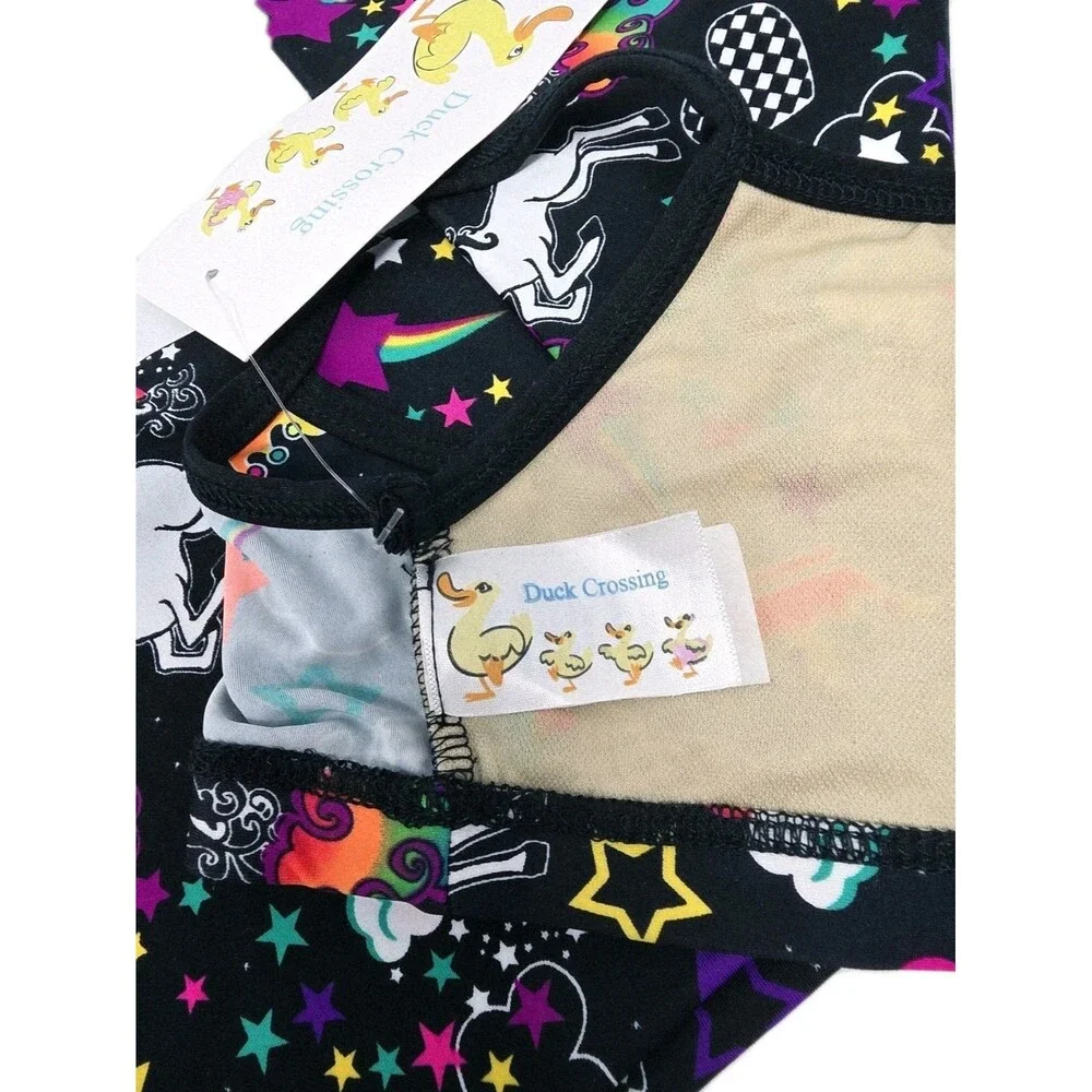 Duck Crossing VTG 90s Girls Neon Unicorn Party Dance Legging & Top Set Size S